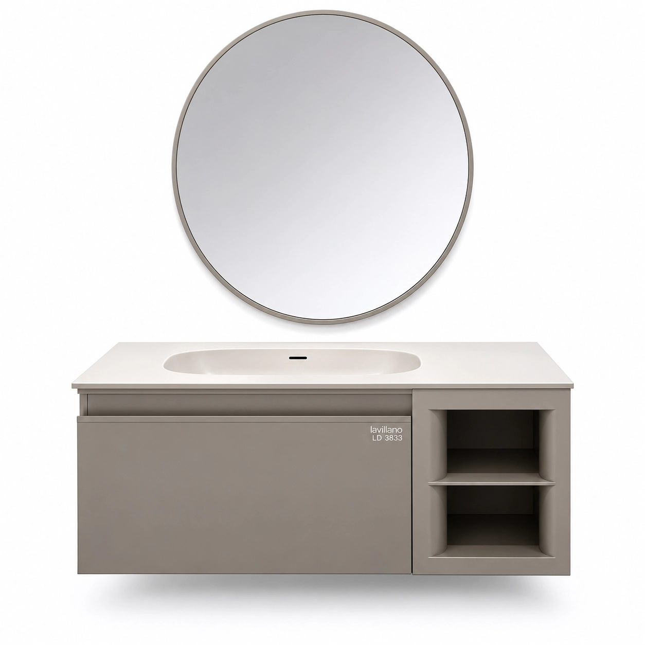 Beroia LD 3833 Vanity Unit with Mirror & Washbasin 100 cm Steel