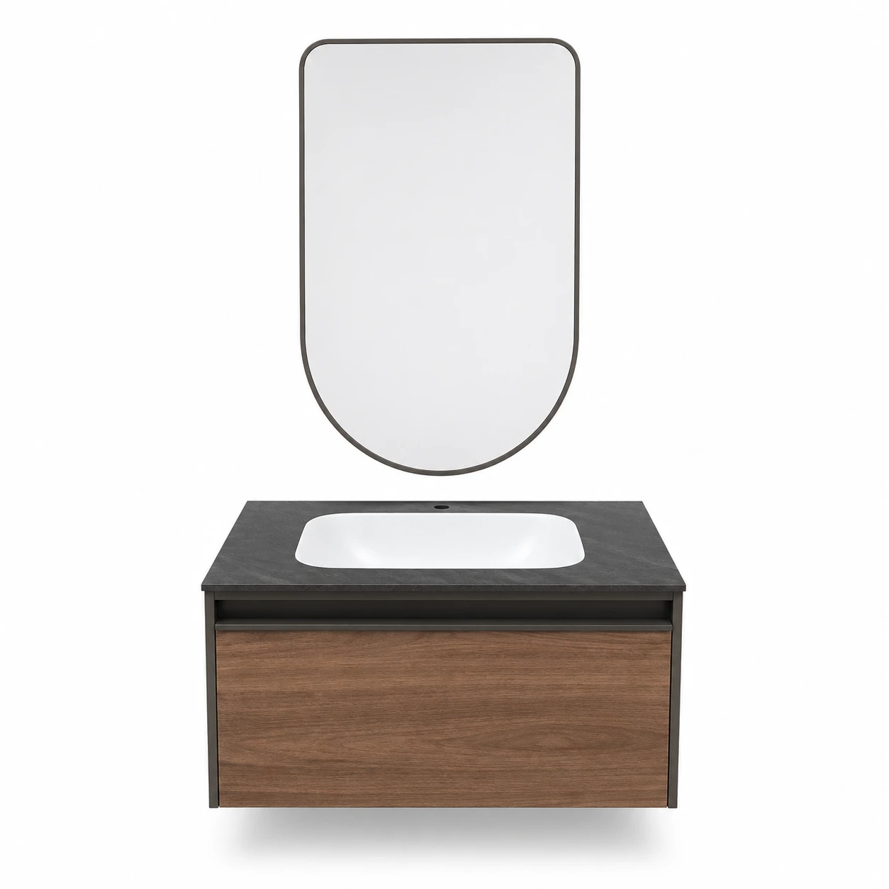 Beroia LD 5285 Picture Vanity Unit with Mirror & Washbasin 80 cm Steel Picture