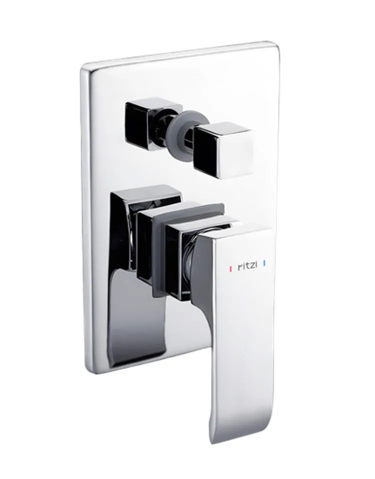 Concealed Bath Mixer Face Plate Ritzi Dainty With Diverter, 2-Way, Includes Body, Rectangular Chrome C2F-0005