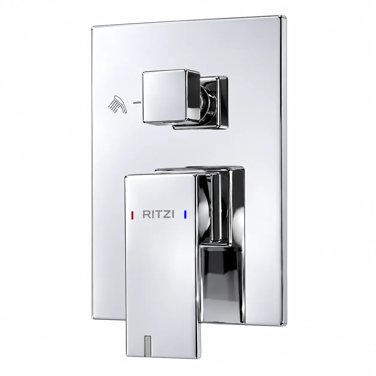 Concealed Bath Mixer Face Plate Ritzi Posh With Diverter, 2-Way, Includes Body, Rectangular Chrome C2F0005