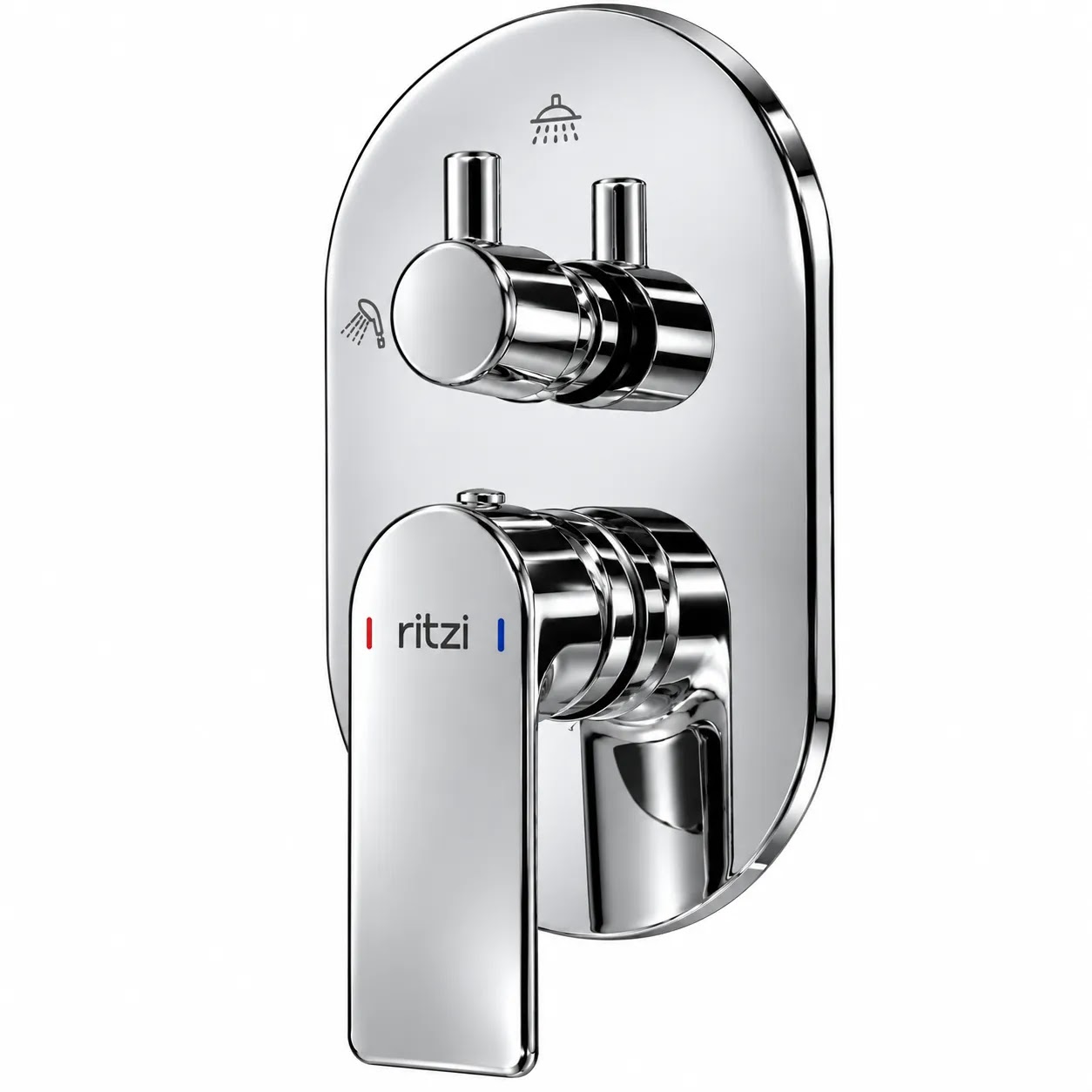 Concealed Bath Mixer Face Plate Ritzi Finesse With Diverter, 2-Way, Includes Body, Round Chrome C2F-0005