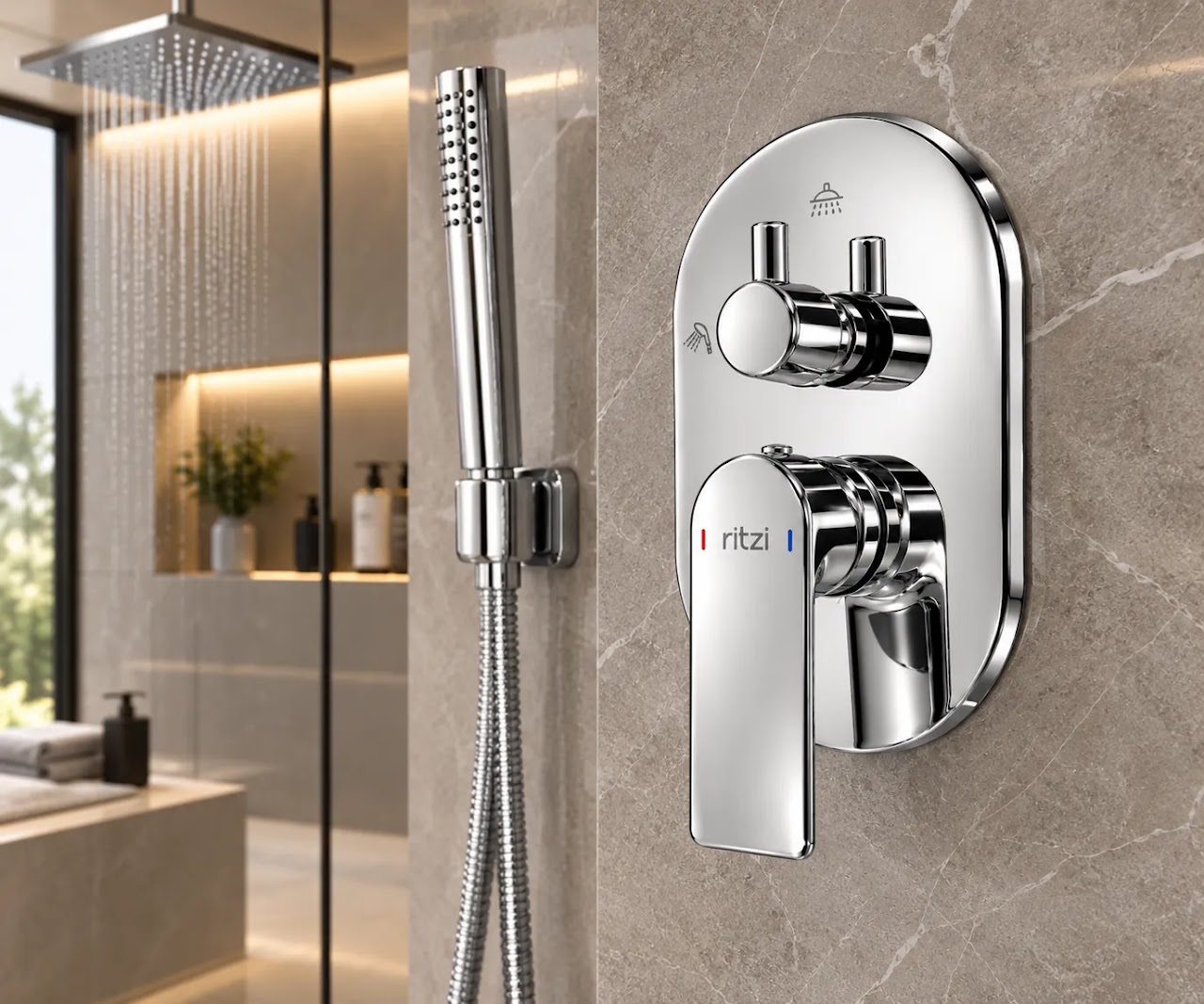 Concealed Bath Mixer Face Plate Ritzi Finesse With Diverter, 2-Way, Includes Body, Round Chrome C2F-0005