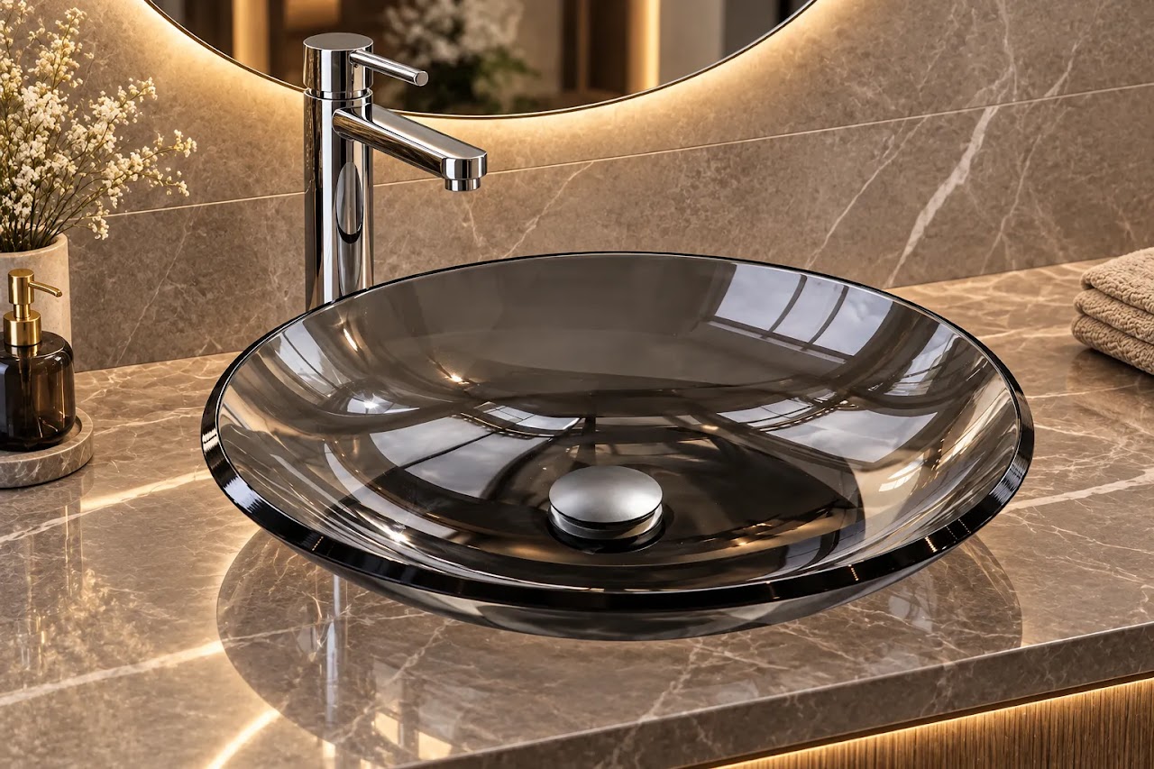 Over-Counter Basin Glacio Glass Black SF 007