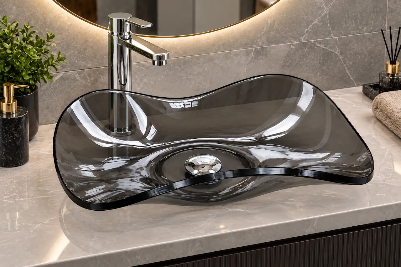 Over-Counter Basin Glacio Glass Black SH 001