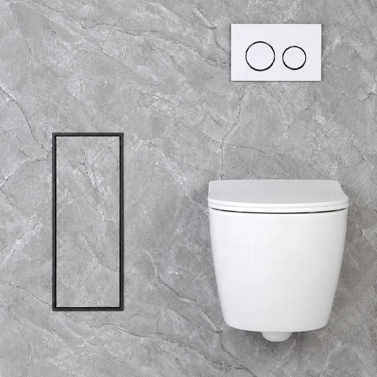 Recessed Toilet Unit Gevel Steel 304 with Toilet Paper Holder - Basket 22.4 × 53.2 × 14 cm Matte Black GV 7331B
