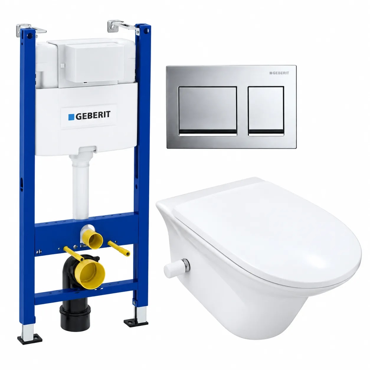 Elwan Roca Offer 3-Piece Set (Wall-Hung Toilet with Seat and Concealed Cistern Square Chrome) 15