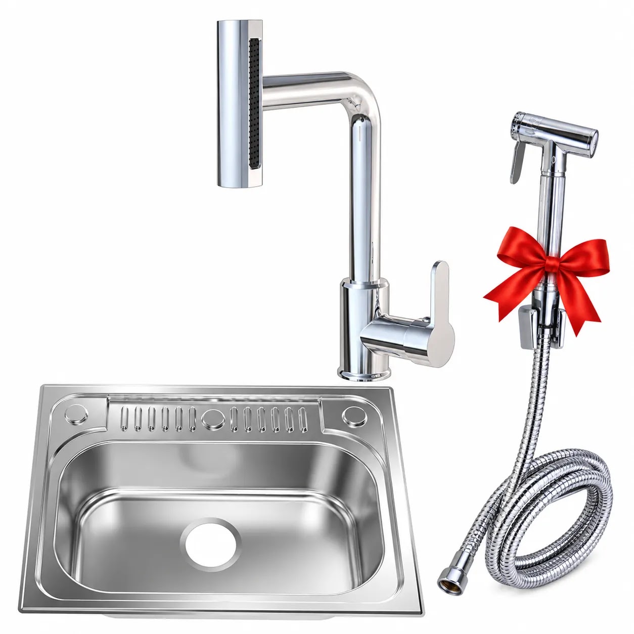 Elwan Offer 3-Piece Set (Trend Pull-Out Mixer - Style Plaza Basin) + Free Bidet  28