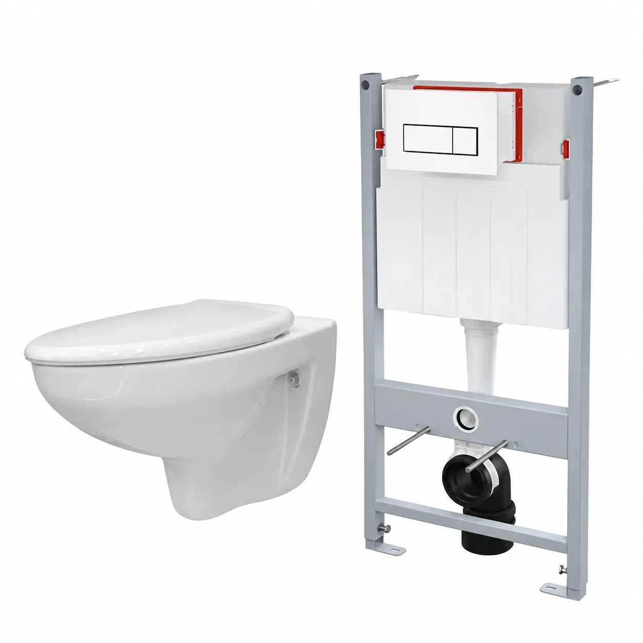 Elwan Sarreguemines Offer 3-Piece Set (Wall-Hung Toilet with Seat and Concealed Cistern Square Chrome) 30