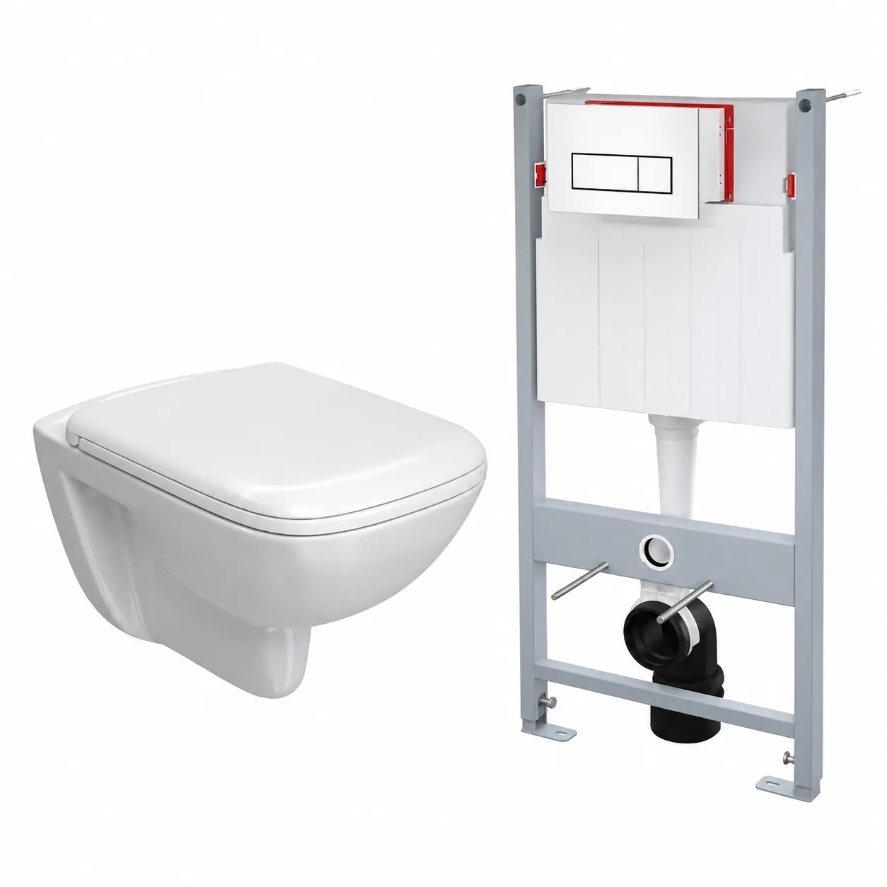 Elwan Sarreguemines Offer 3-Piece Set (Wall-Hung Toilet with Seat and Concealed Cistern Square Chrome) 31