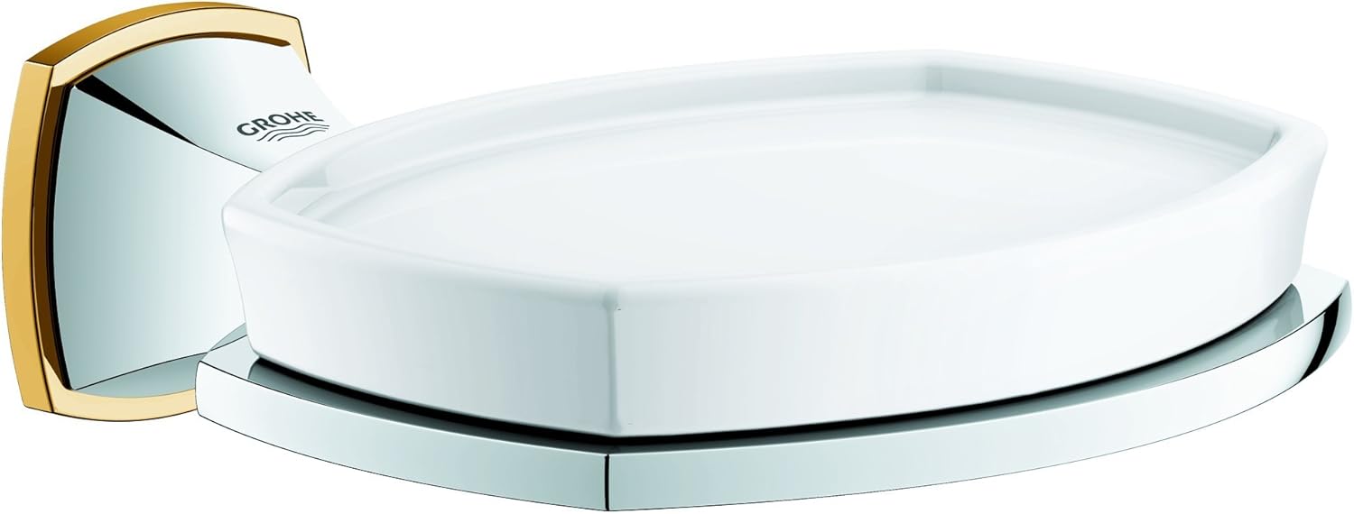 Grohe Grandera Soap Dish Accessory with holder, Ceramic Chrome x Gold 40628IG0