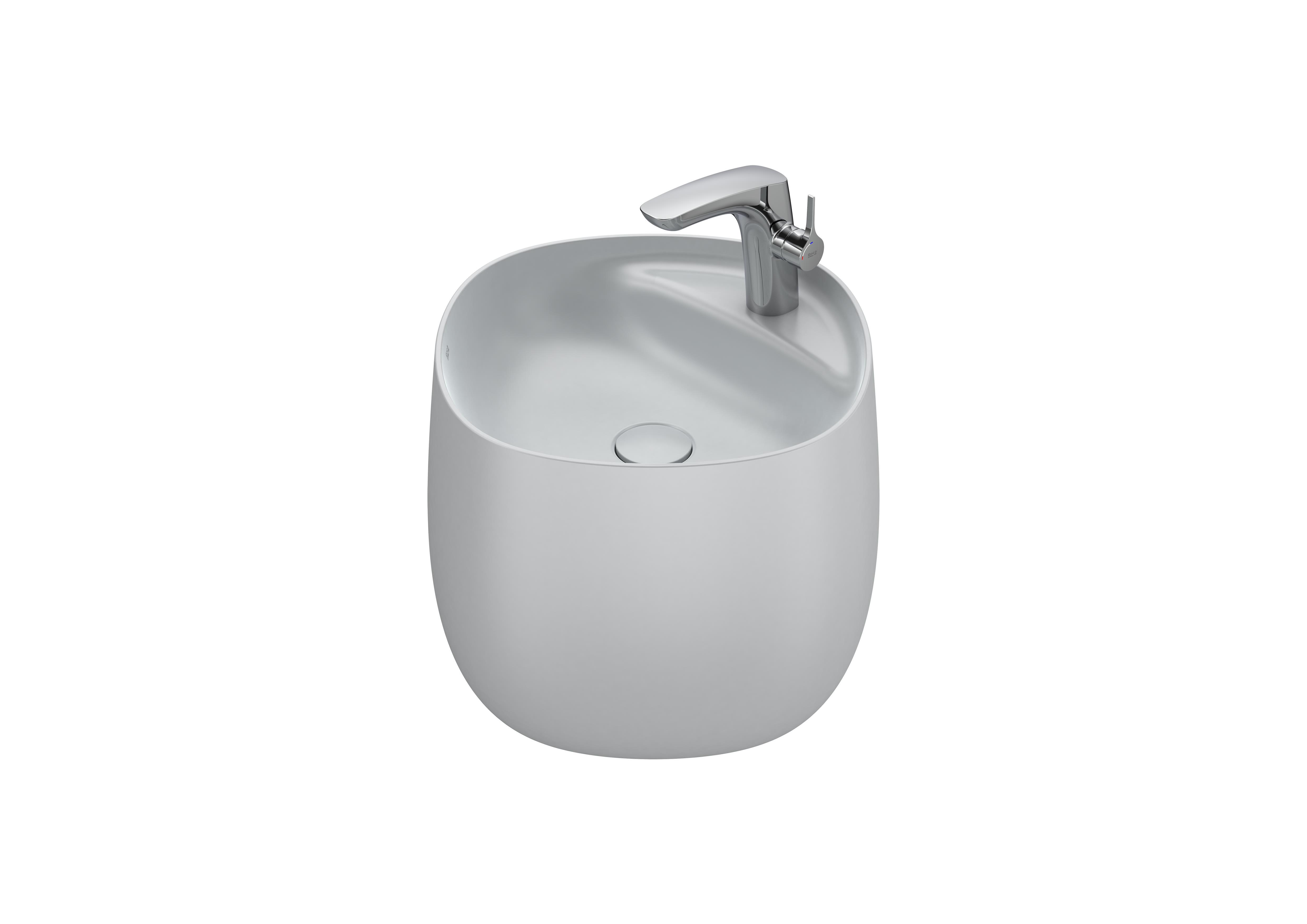 Roca Beyond Wall-hung FINECERAMIC® basin with integrated semipedestal 47 × 46 cm Pearl Grey A3270B1630