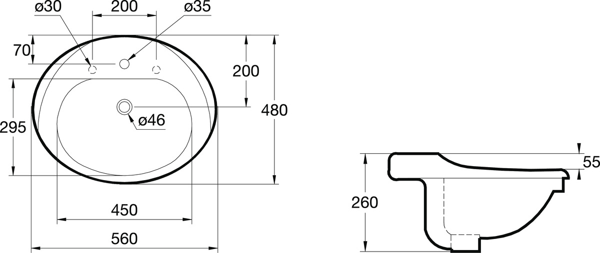 Ideal Standard Isis Countertop Basin 48 x 56 cm White G 0600