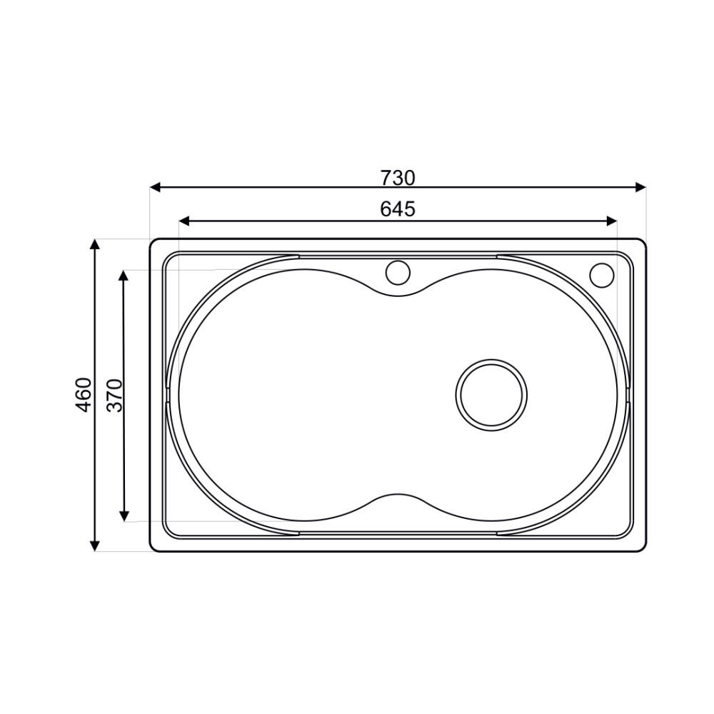 Asil Kitchen Sink AS 187 - 51 × 81 cm Flat 0.8 mm With Accessory And Drain Chrome